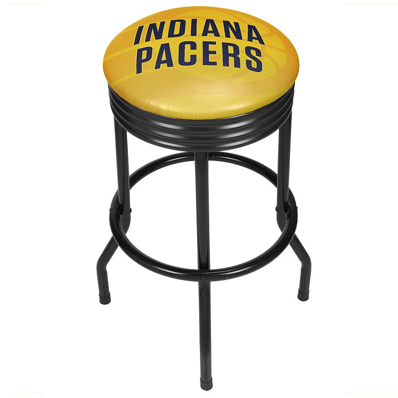 Indiana Pacers Padded Ribbed Black Bar Stool