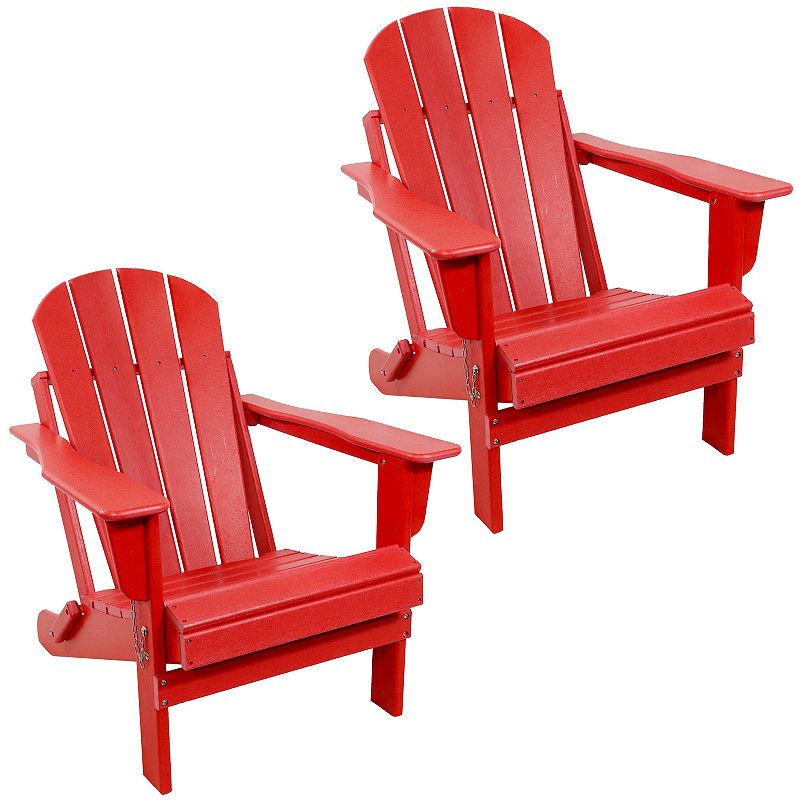 Sunnydaze All-Weather HDPE Foldable Adirondack Chair - Set of 2