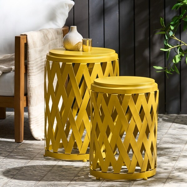 2pcs Iron Tables Lattice Design Lightweight and Stylish