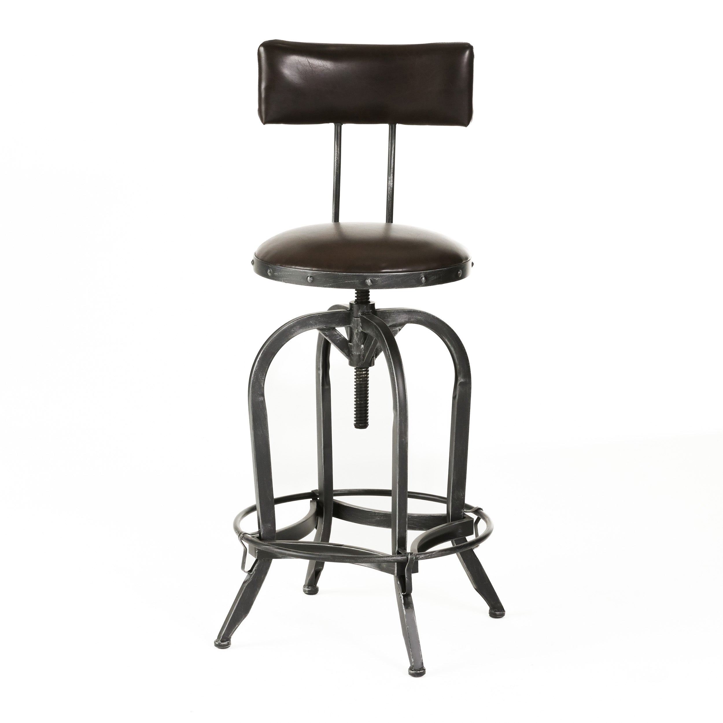 Samthorn Metal Industrial Adjustable Barstool With Backrest