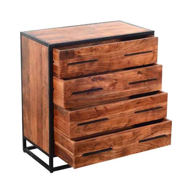 Handmade Dresser With Live Edge Design 4 Drawers Brown black The Urban Port