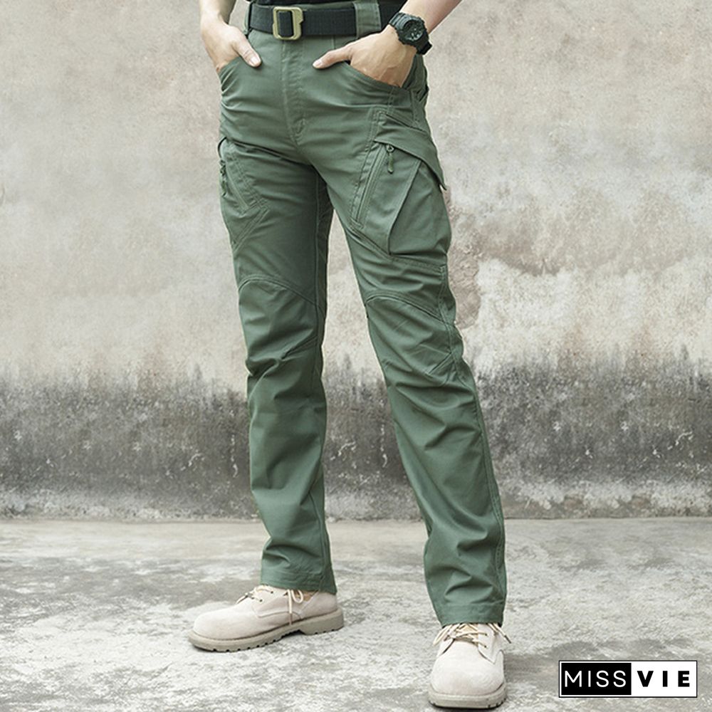 Mens Waterproof Cargo Pants Elastic Multiple Pocket Military Male Trousers Outdoor Joggers Pant Plus Size Tactical Pants Men