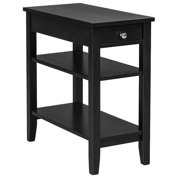 Costway 3-Tier Side End Table with Drawer Double Shelf Narrow - See details