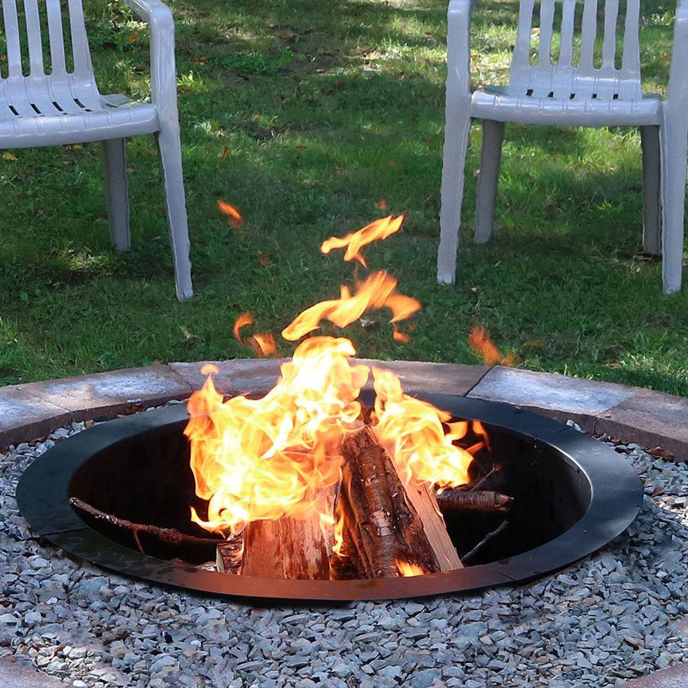 Sunnydaze Decor 36 in. x 36 in. Round Heavy-Duty Steel Wood Burning Fire Pit Rim Liner FPRHD36