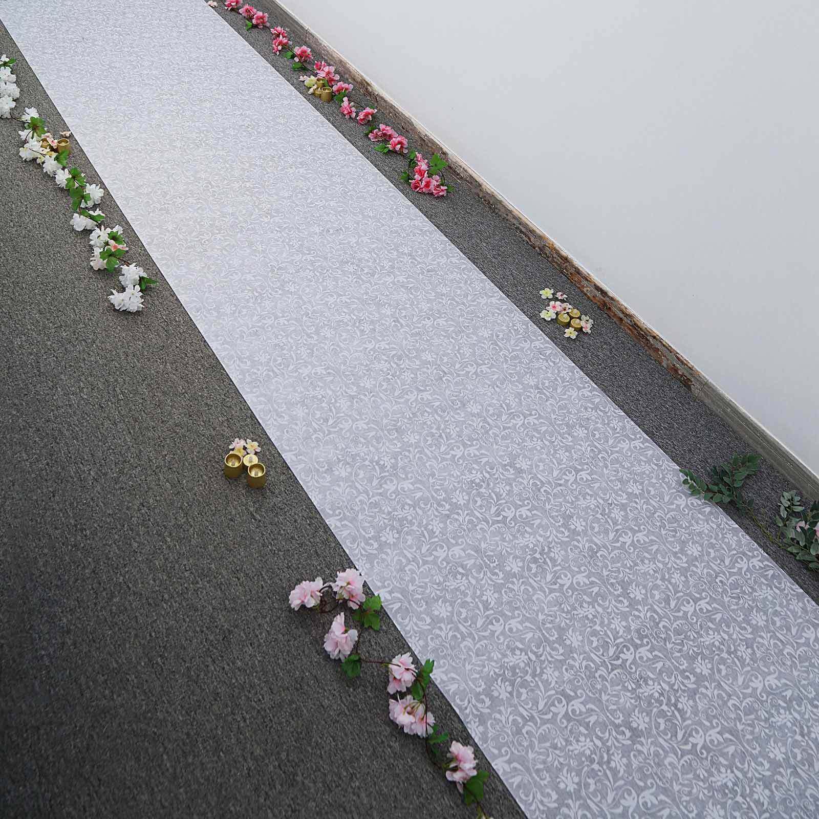 White Floral Lace Aisle Runner 36