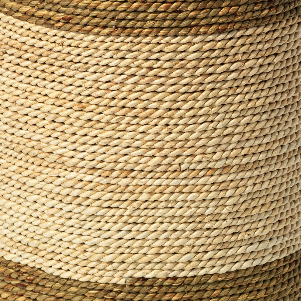 Two Tone Rope Wrapped Drum Accent Table Brown Off White Natural Coastal Island   Beach Style   Side Tables And End Tables   by My Swanky Home  Houzz