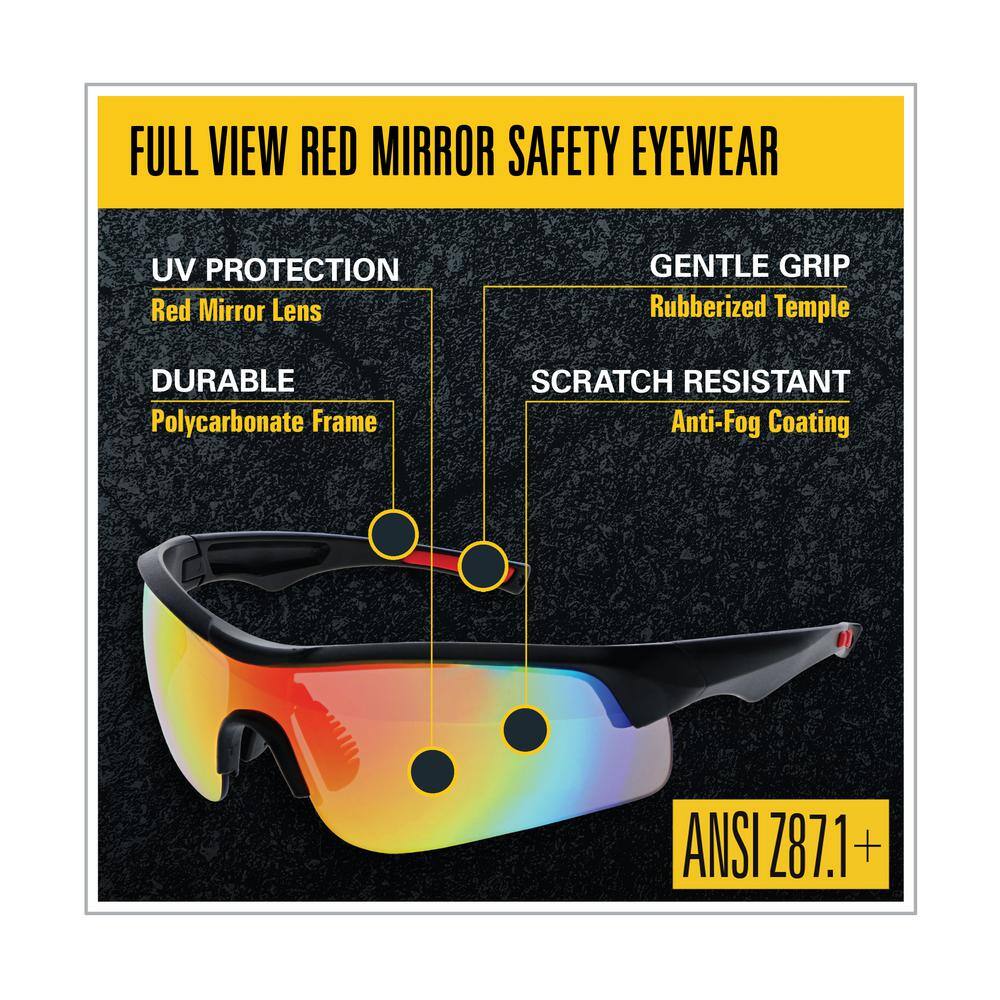MAXIMUM SAFETY Performance Red Full View Mirrored Safety Eye Wear MX1061-VPD5