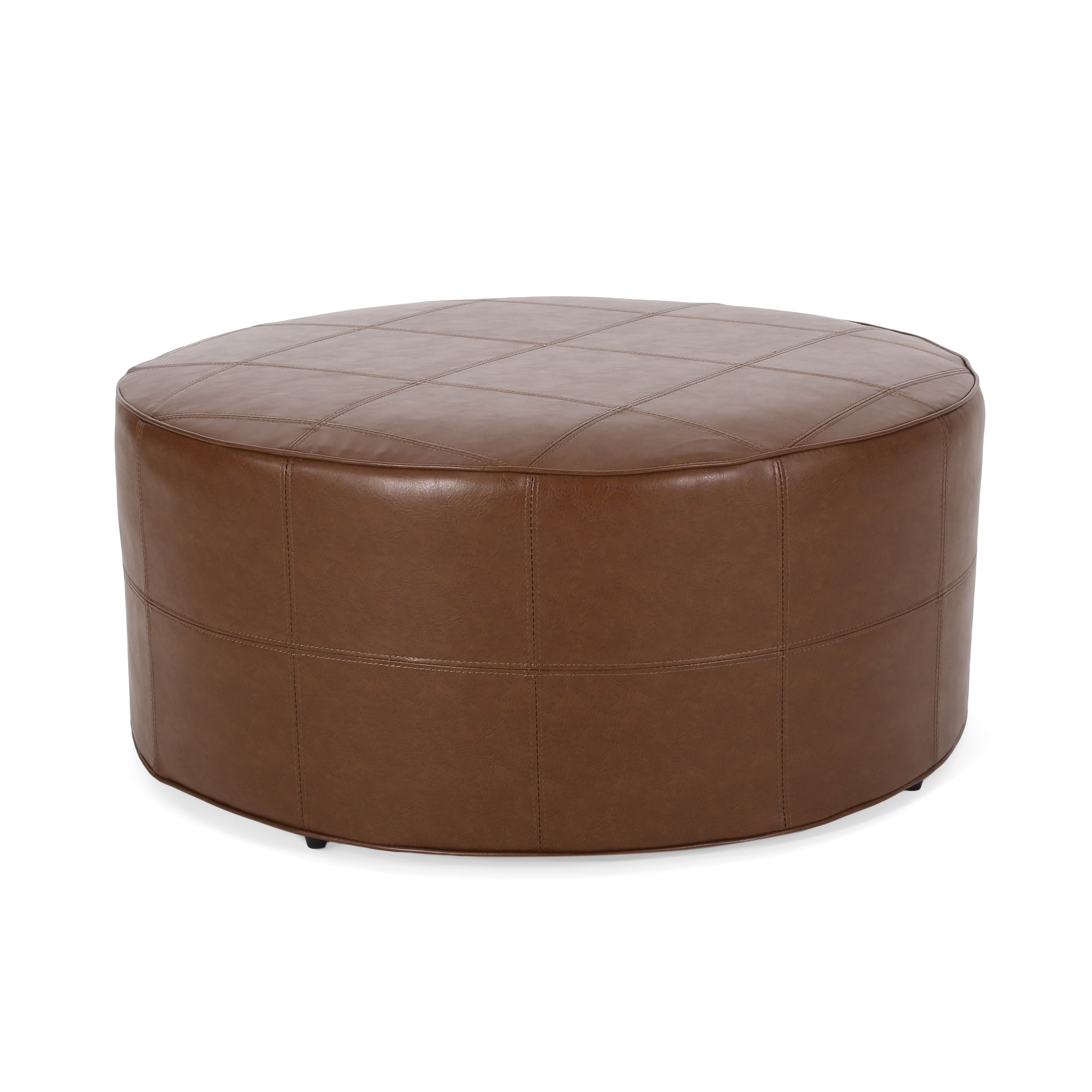 Dored Faux Leather Upholstered Ottoman