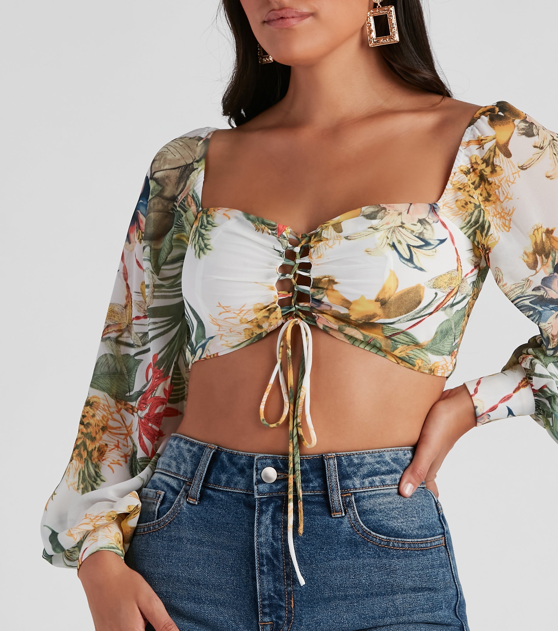 Tropical Babe Chiffon Crop Top