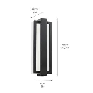 KICHLER Sedo 18.25 in. 1-Light Satin Black Outdoor Hardwired Wall Lantern Sconce with Integrated LED (1-Pack) 49434SBK