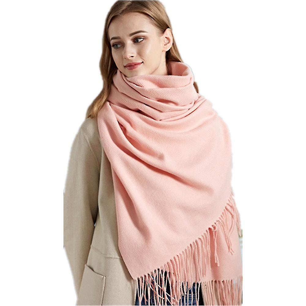 Wool Scarf Ladies In Winter， Cashmere Solid Color Water Wave Shawl With Thick Warm Surround 80