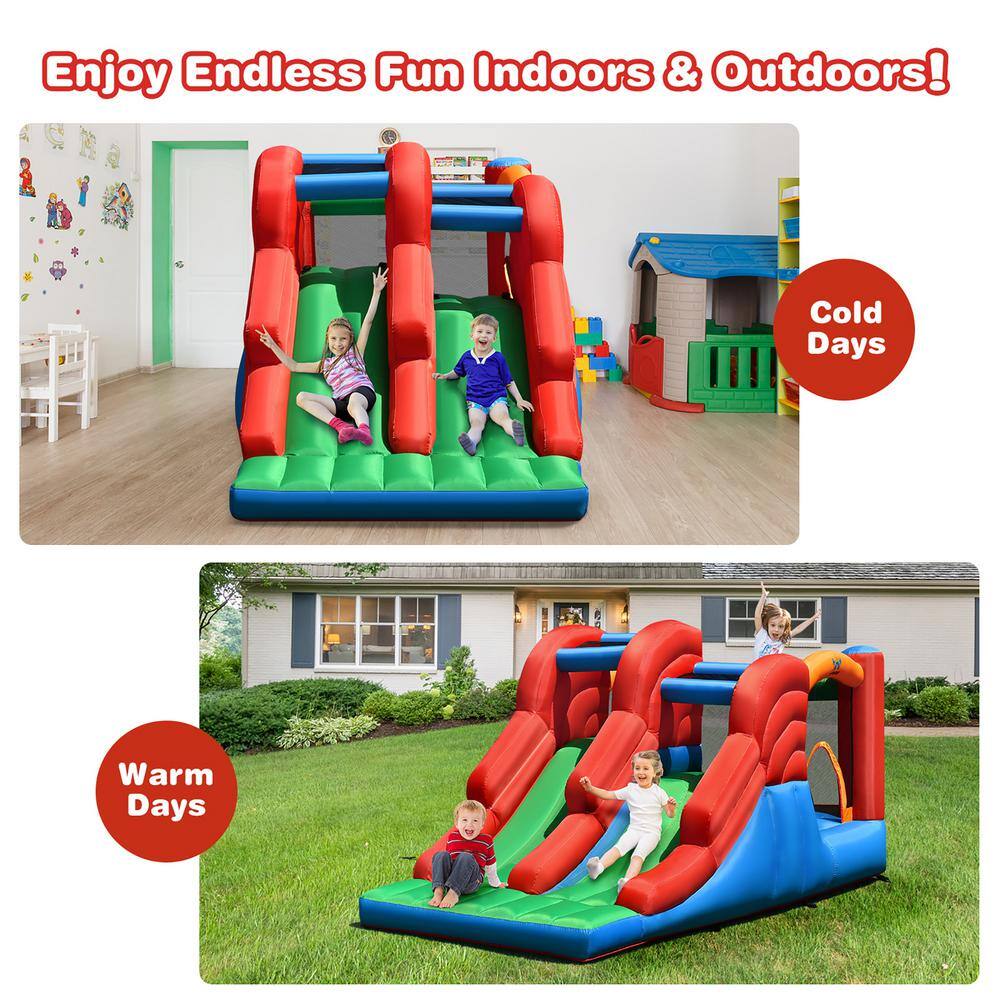 Costway Inflatable Bounce House 3-in-1 Dual Slides Jumping Castle Bouncer with 550-Watt Blower OP70800+ES10150US