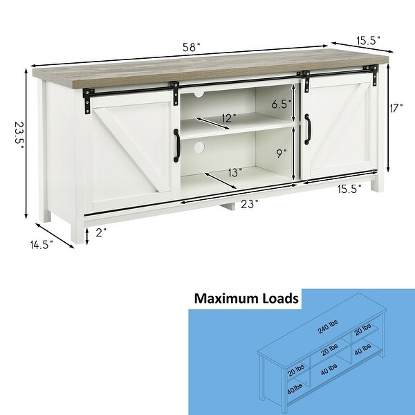 TV Stand with Cabinet Sliding Barn Door - 58