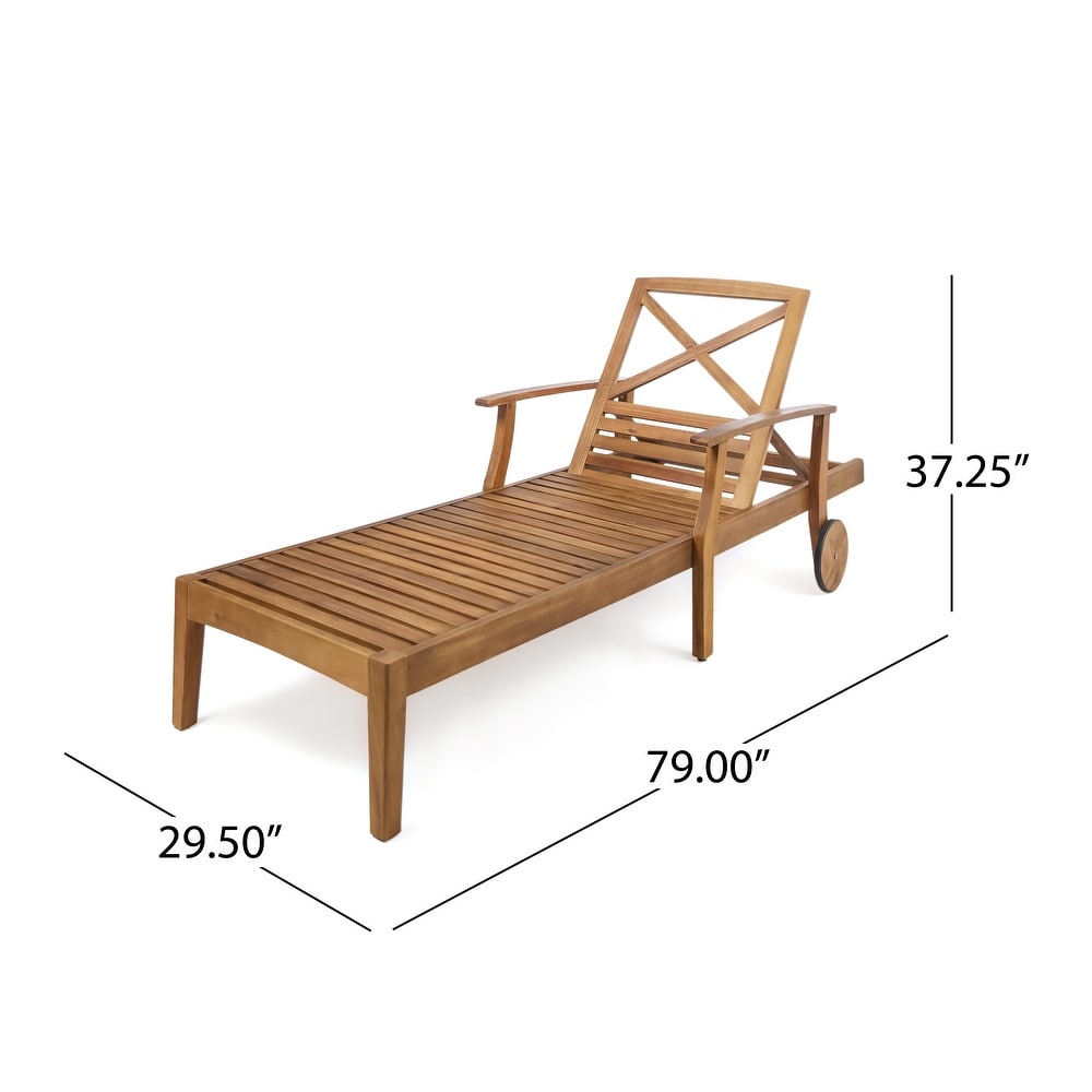 Perla Outdoor Acacia Wood 6 Piece Chaise Lounge Set by Christopher Knight Home