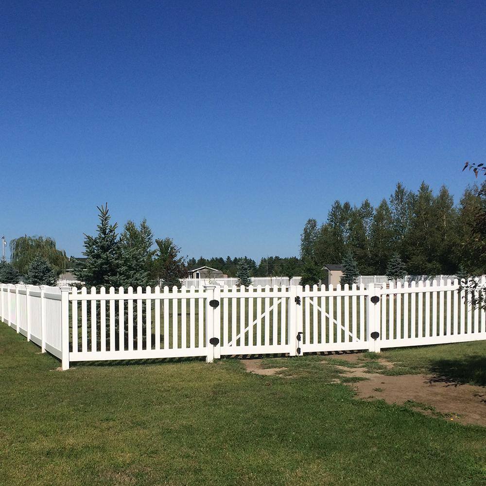 Weatherables Plymouth 3 ft. H x 8 ft. W White Vinyl Picket Fence Panel Kit PWPI-3R5.5-3X8