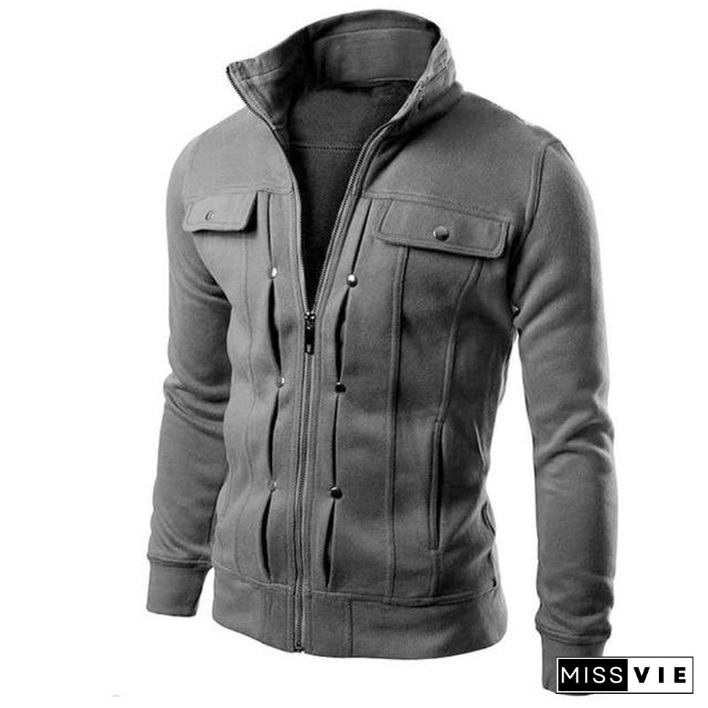 Quality Brand Button JACKET COAT Men Fashion Tracksuit Sweatshirt Male Cardigan