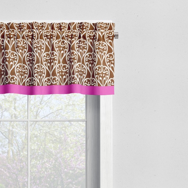 Bacati Damask Pink choc Window Valance