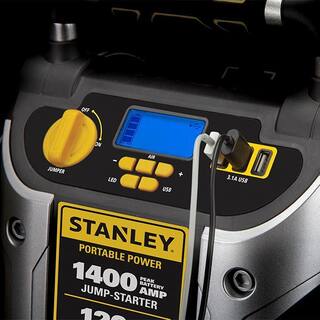 Stanley Jump Starter 1400 Peak Amps 120 PSI Air Compressor 3 USB Ports J7C09D