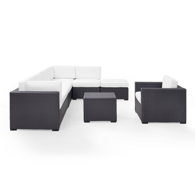 Biscayne 6pc Outdoor Wicker Sectional Set White Crosley