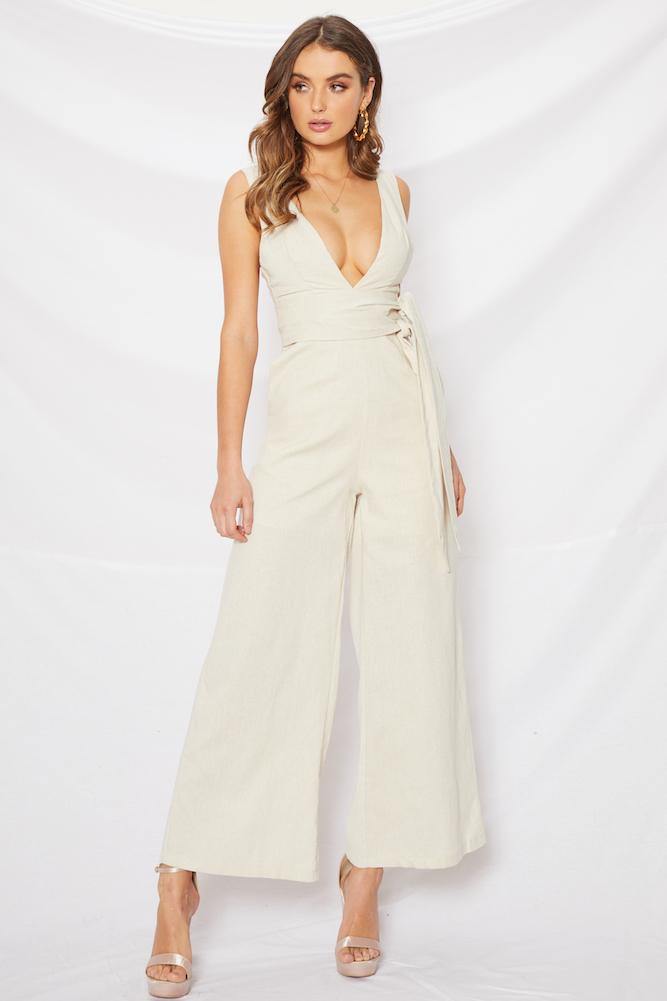 Have To Tell Jumpsuit Beige