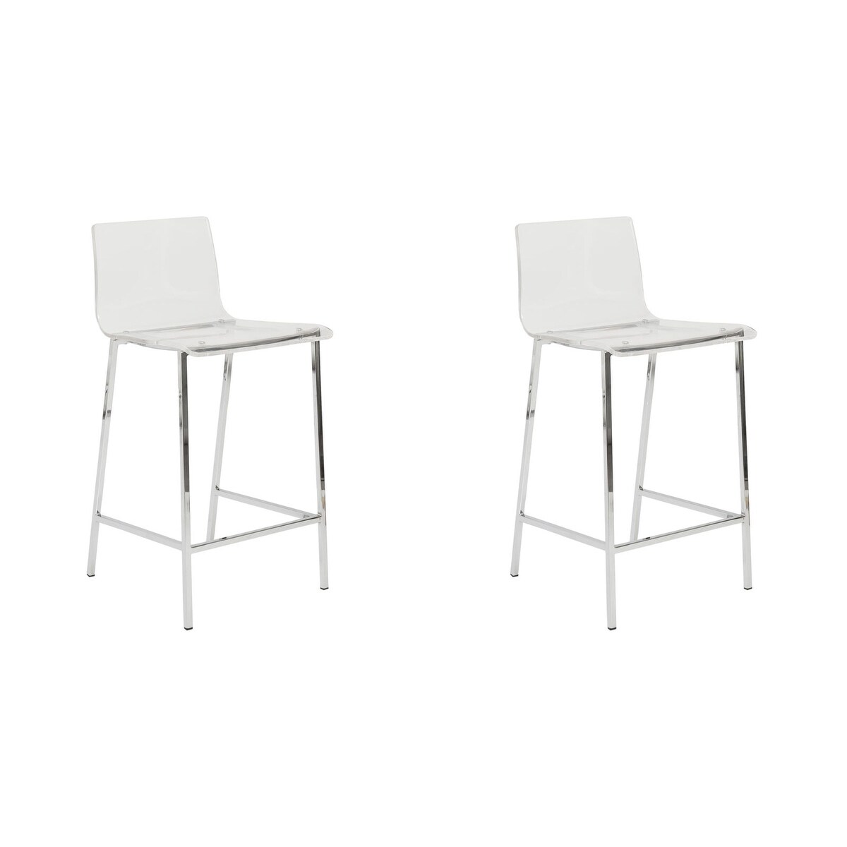 Modern Yax Acrylic Bar Stool with Back (Set of Two)