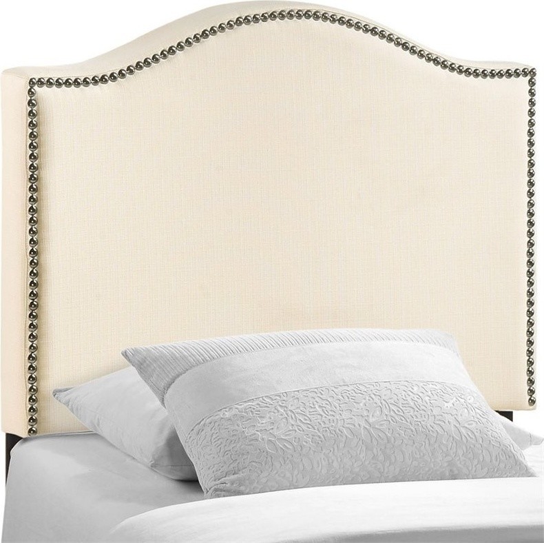 Curl Twin Nailhead Upholstered Headboard   Transitional   Headboards   by ShopLadder  Houzz