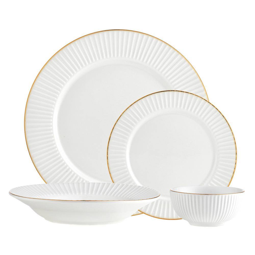 Godinger 16-Piece Seasonal Gold Porcelain Dinnerware Set (Service for 4) 82866