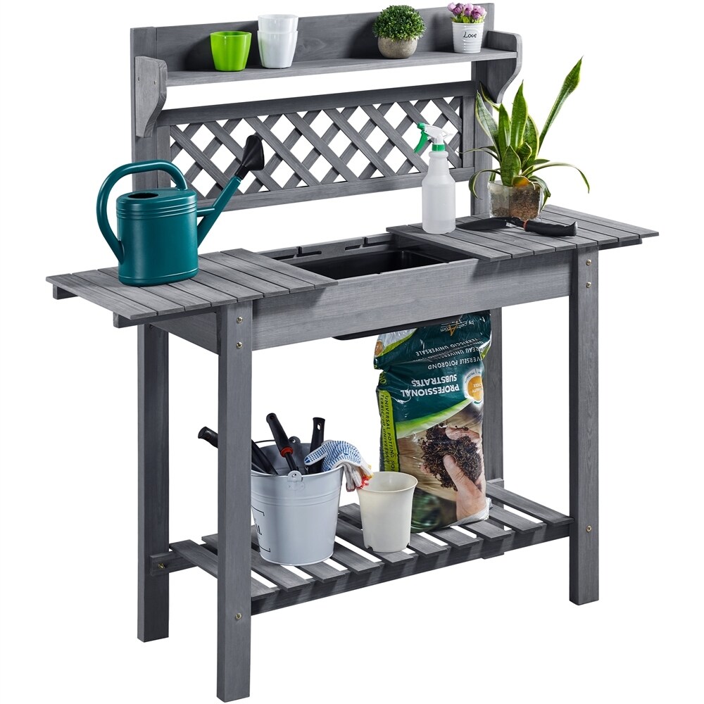 Yaheetech Garden Potting Bench Planting Table with Sliding Tabletop