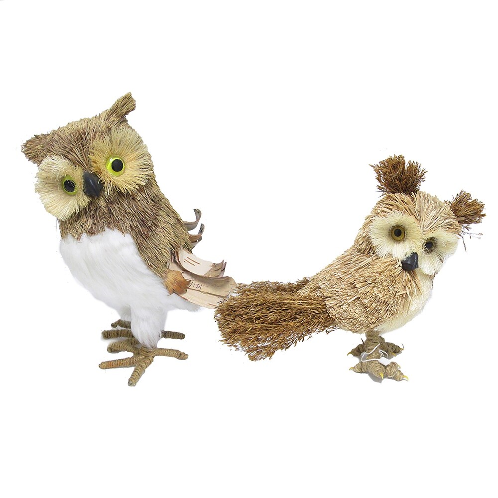 Sisal Wood Owl Decorative Figurine 10in   10\