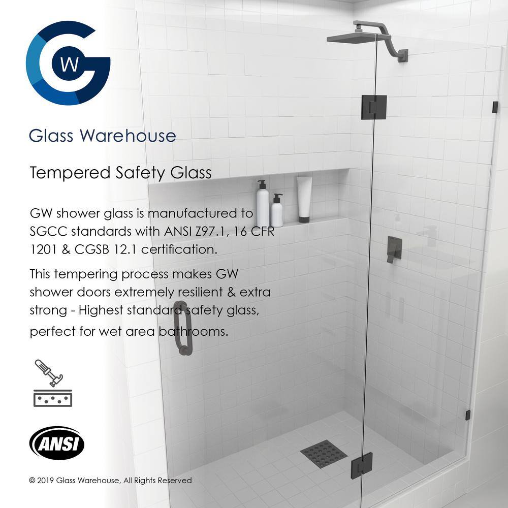 Glass Warehouse 71.5 in. W x 58.25 in. H 3-Panel Inline Pivot Frameless Tub Door B-GHF-71.5-MB