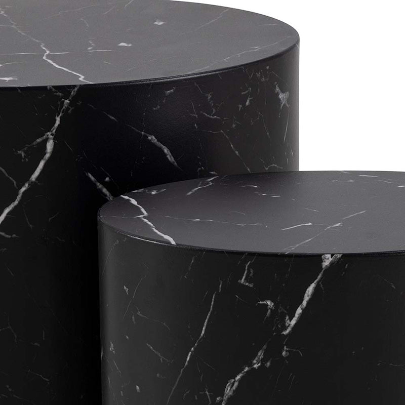 DICE Nest of 2 Oval Coffee Tables - Black Marble Effect