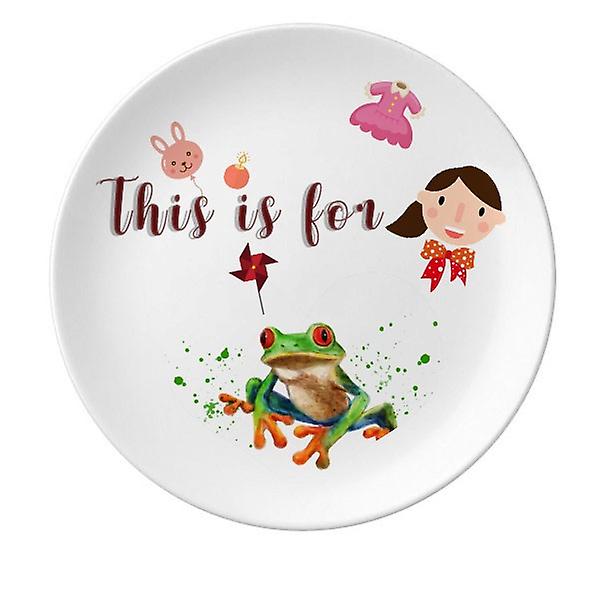 Polypedatid Green Frogs Decorative Porcelain 8 Inch Dinner Plate