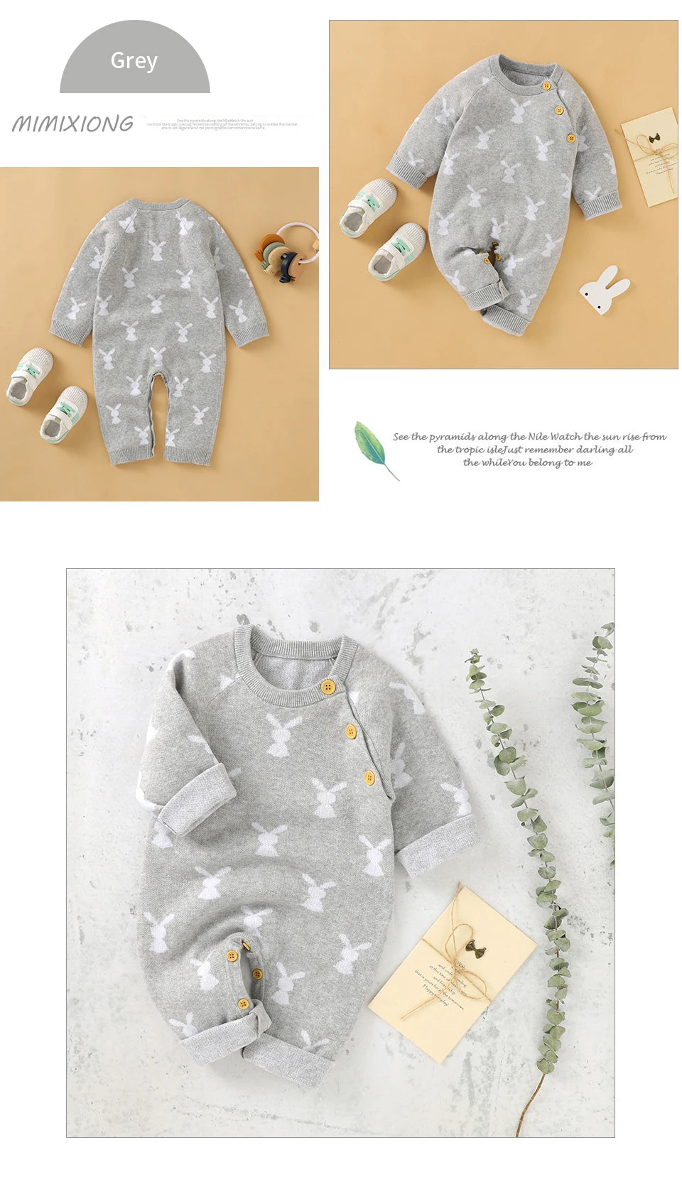 Baby Romper Cotton Knitted Newborn Boy Girl Jumpsuit Outfit  Long Sleeve Fall Toddler Infant Winter Clothing Cute Rabbit Onesies