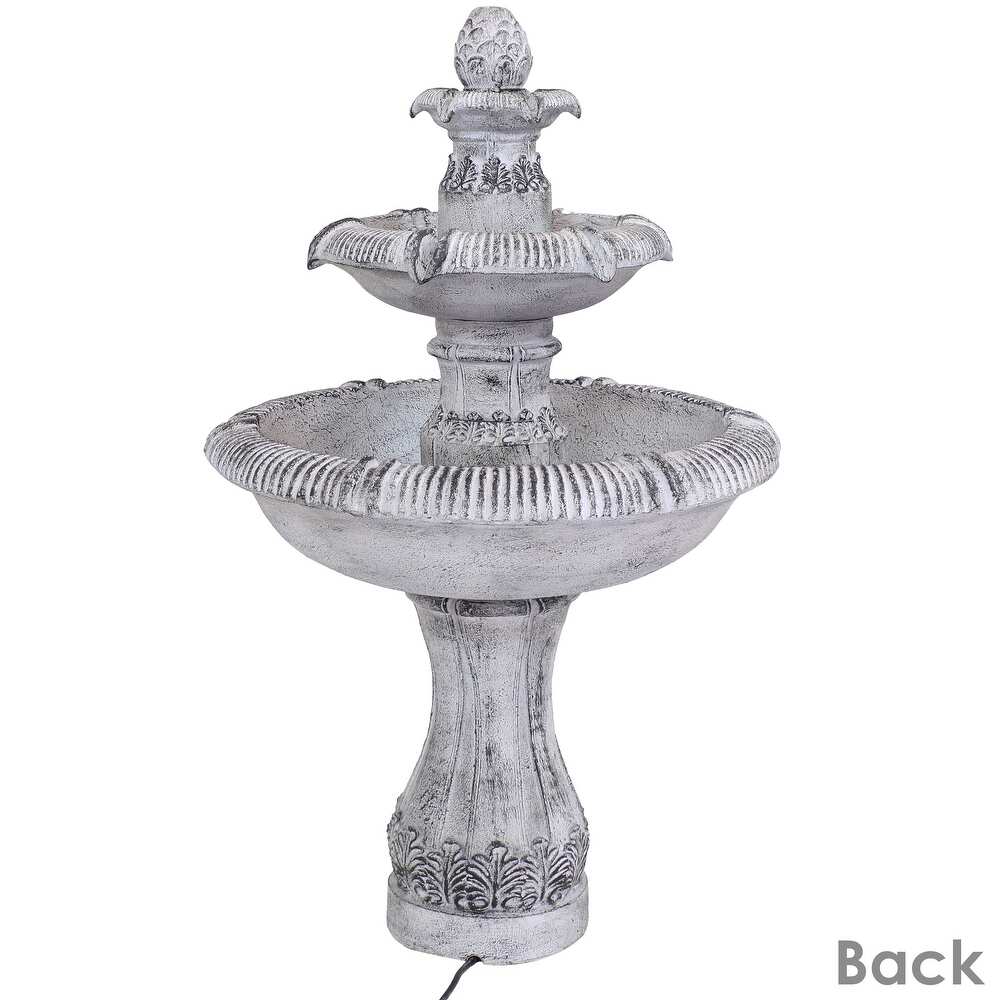 Sunnydaze Mediterranean Inspired 3 Tier Outdoor Water Fountain   Gray   45\