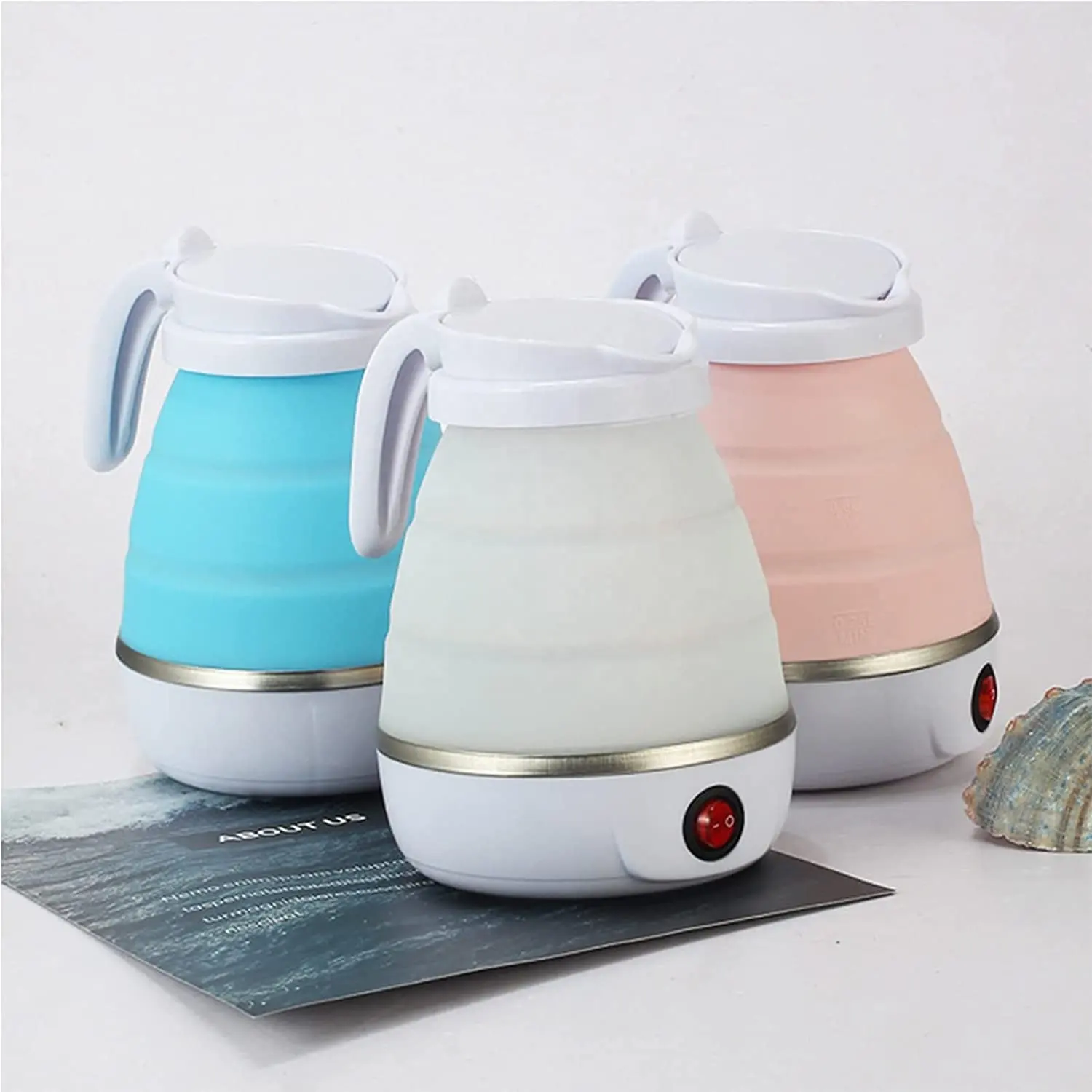 Hot Sale Travel Foldable Kettle with Silicone Electric Insulation Heating Boiler Tea Pot for Camping Portable Electric Kettle