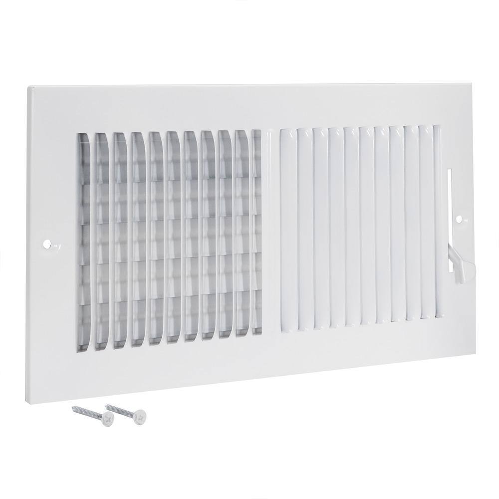 EZ-FLO 12 in. x 6 in. 2-Way Steel WallCeiling Register White 61612