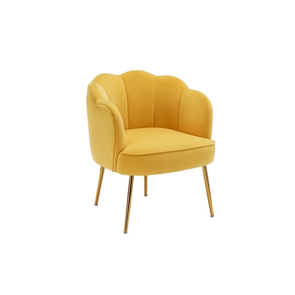 Shell shape velvet fabric Armchair accent chair with gold legs for living room and bedroom