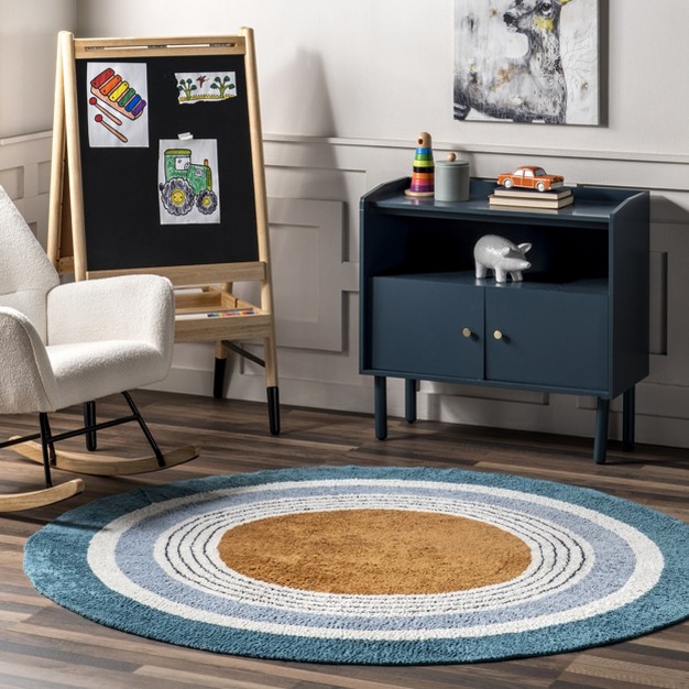 Nuloom Nydia Circular Kids Machine Washable Area Rug