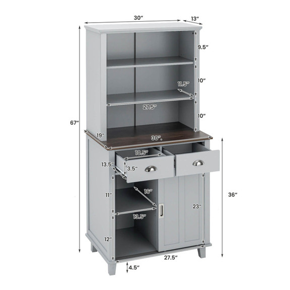 Costway 63158427 67 inches Freestanding Kitchen Pa...