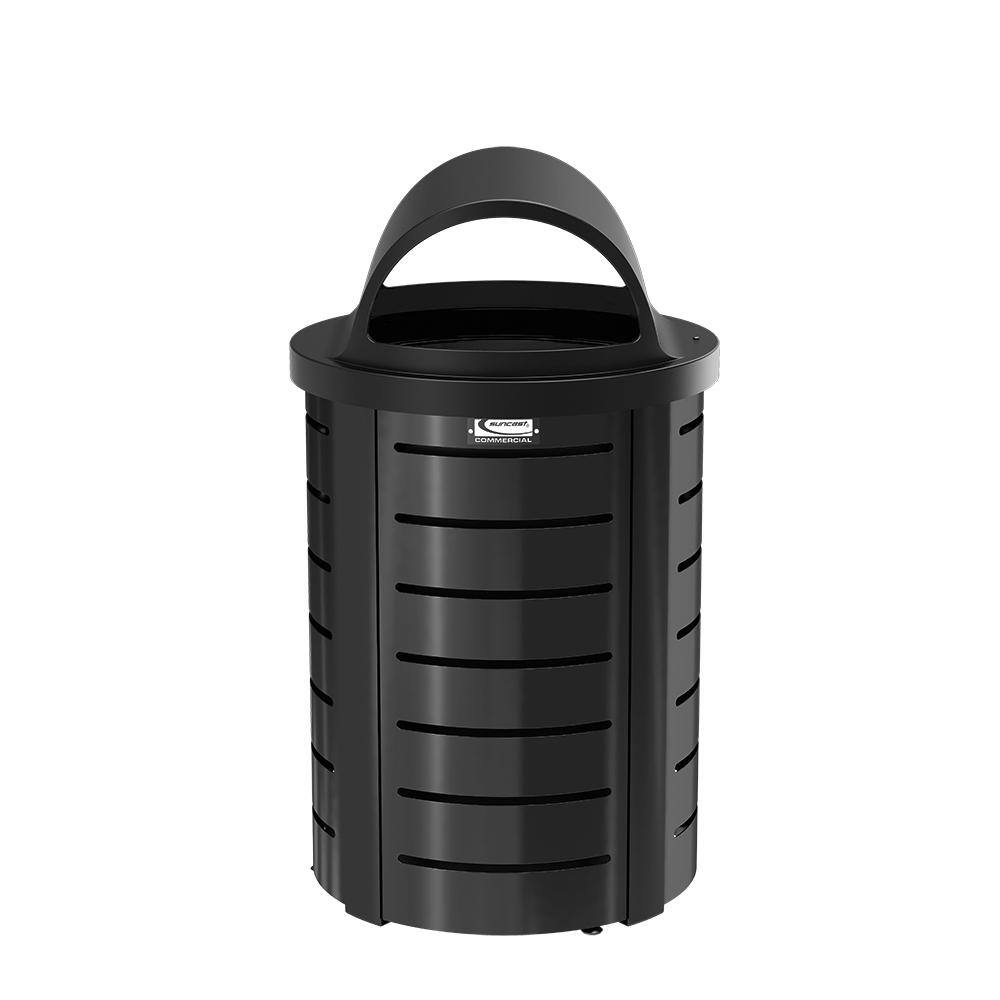 Suncast Commercial 35 Gal. Metal Touchless Outdoor Trash Can MTCRND3501