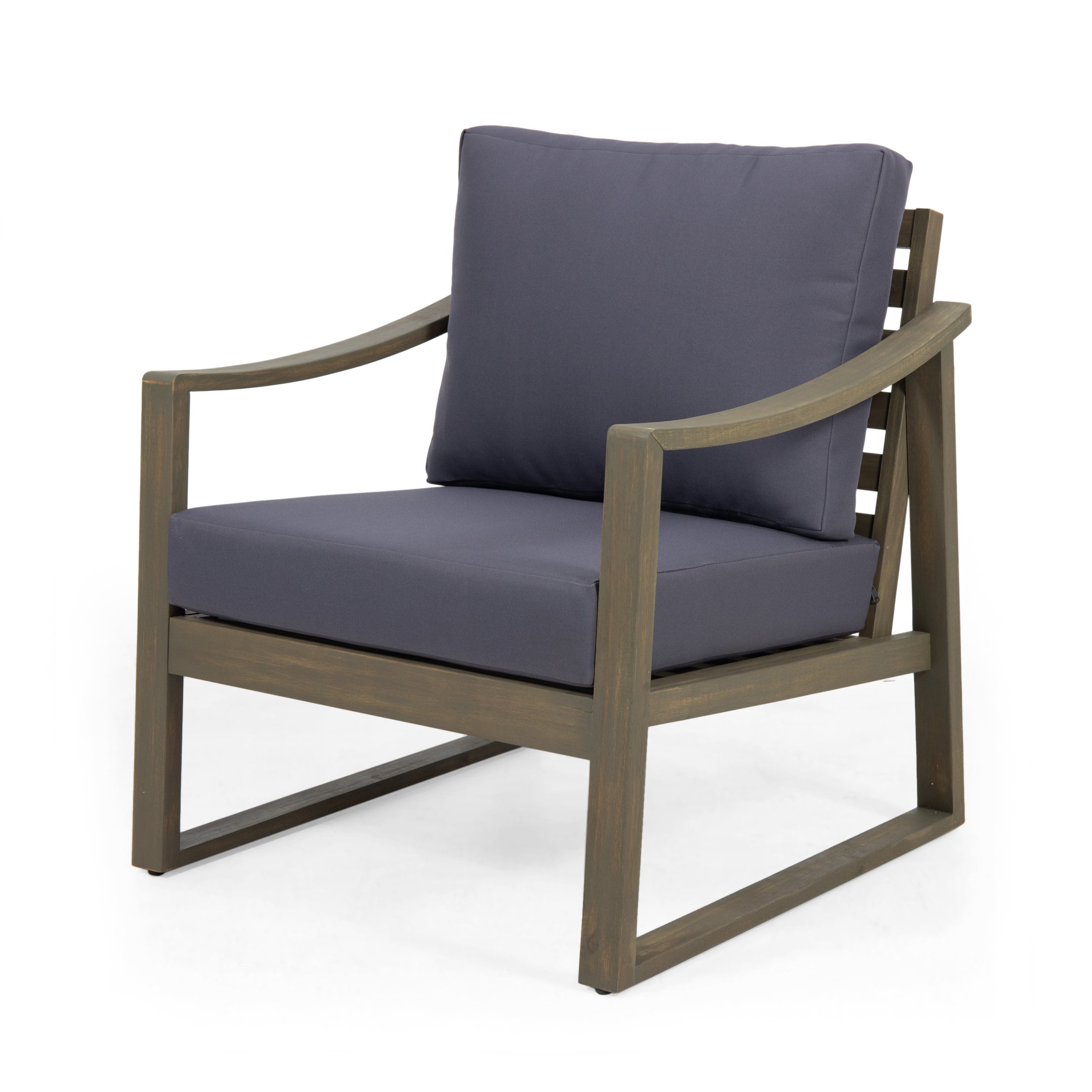 Johnlucas Outdoor Acacia Wood Club Chair with Cushion