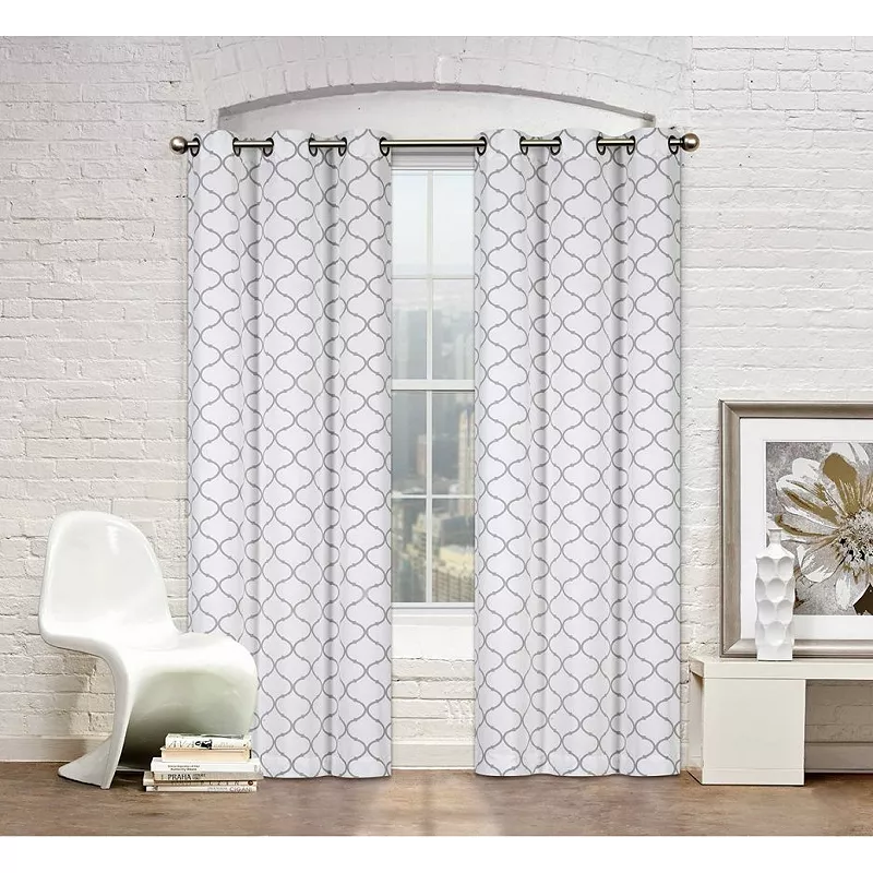 Kate Aurora Shabby Chic Designed 2 Pack Premium Trellis Grommet Top Curtain Panels