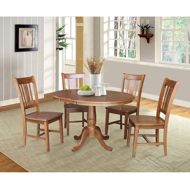 International Concepts Round Pedestal Table and Chair 6-piece Set