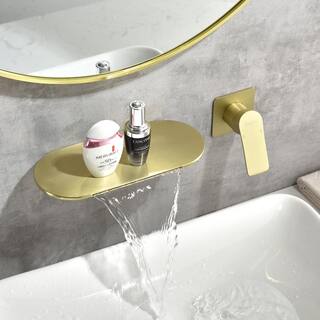 Boyel Living Single Handle Wall Mounted Faucet with Valve in Brushed Gold SMD-2413BG