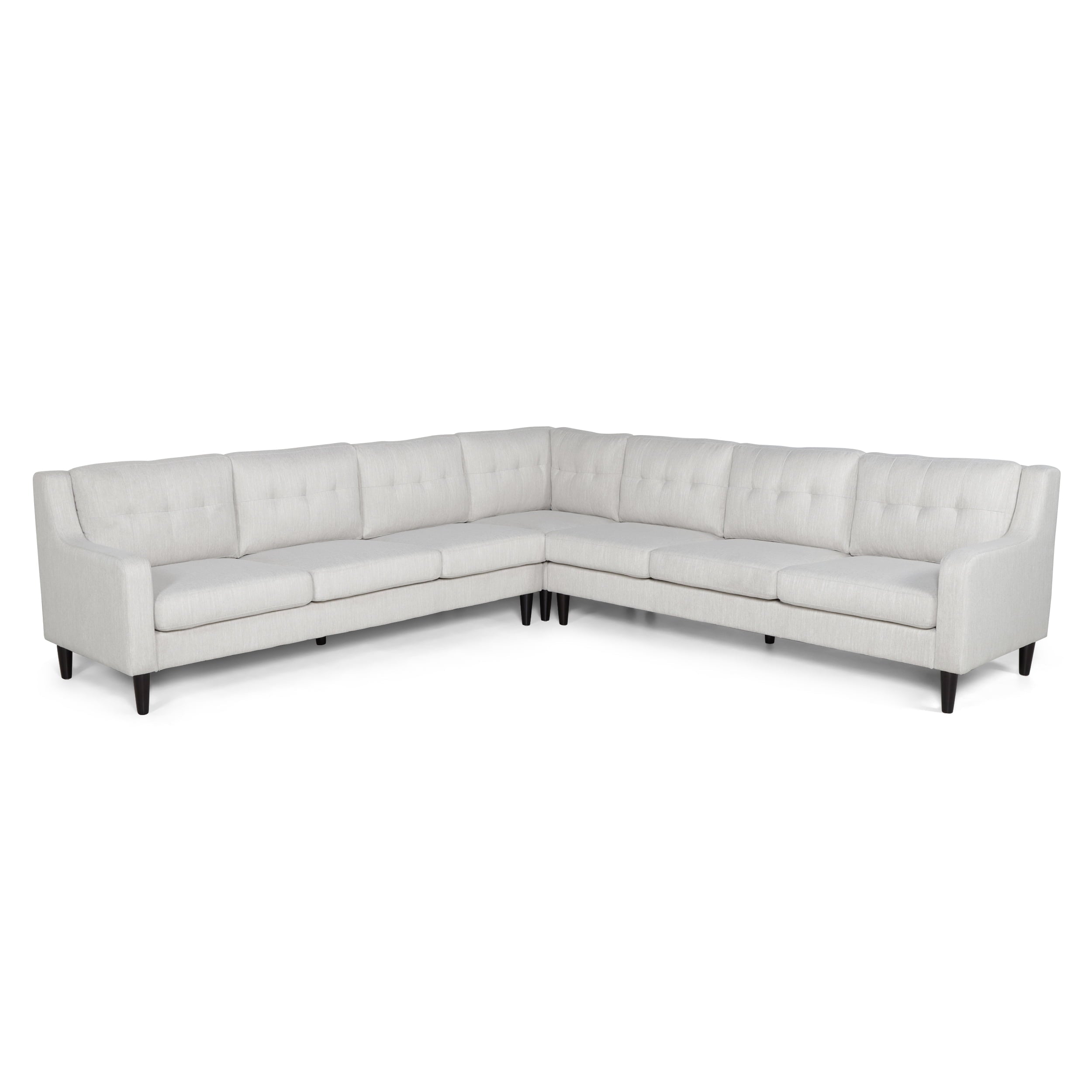 Noble House Huntley Sectional Sofa, Beige Fabric