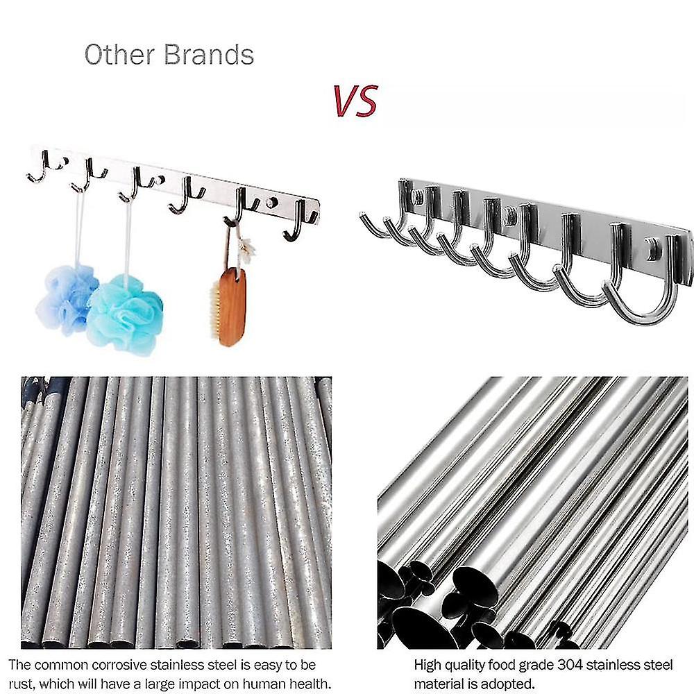 Bar With 6/8 Hooks Made Of Stainless Steel Bathrobe Hooks Wall-mounted Coat Rack Multipurpose Hooks For Bathroom， Kitchen， Hallway And Bedroom Inside