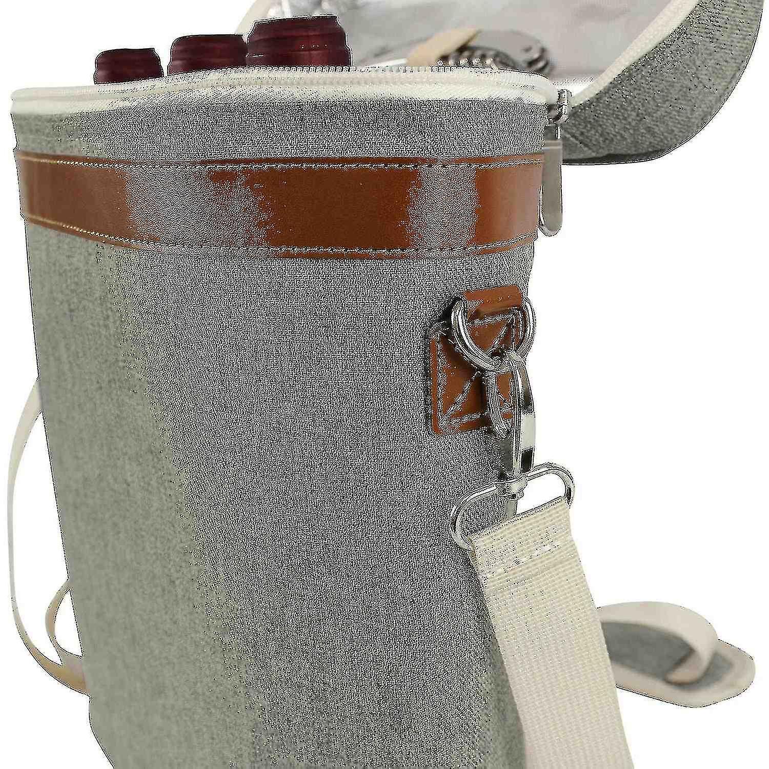 3 Bottle Wine Carrier Bag Insulated Wine Cooler Tote With Shoulder Strap