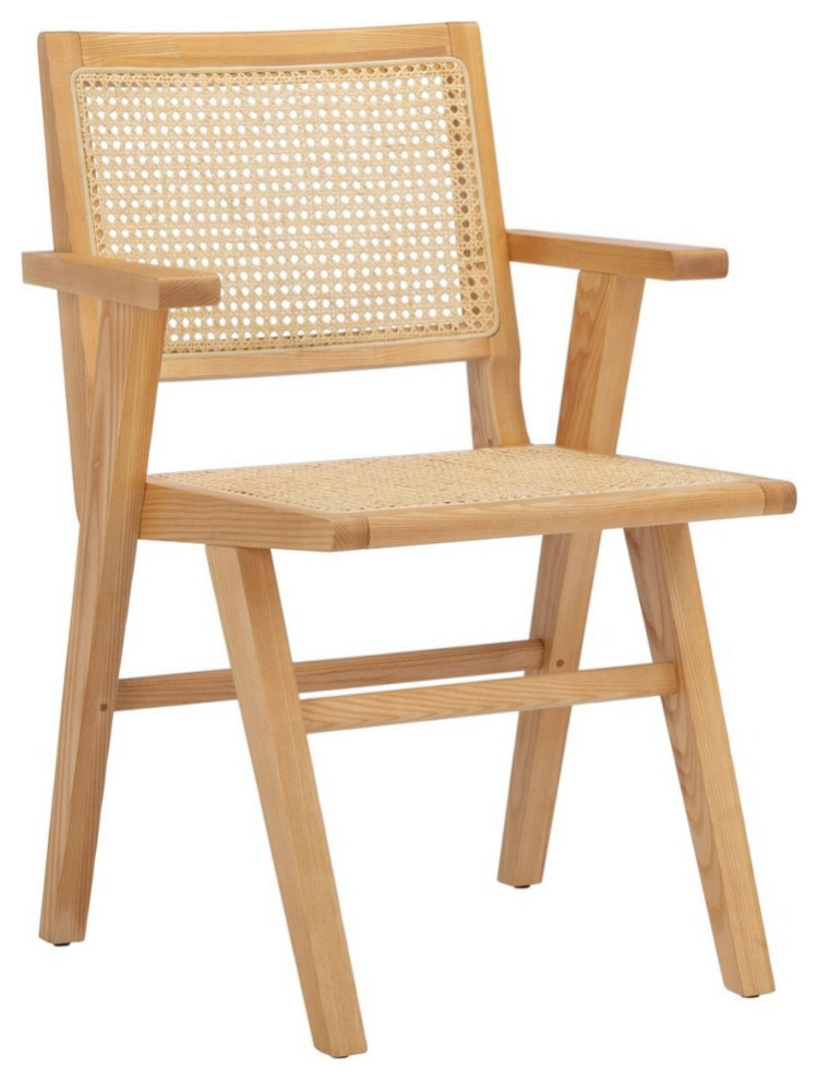 Aramis French Cane Dining Arm Chair Natural Set of 2   Tropical   Dining Chairs   by Virgil Stanis Design  Houzz