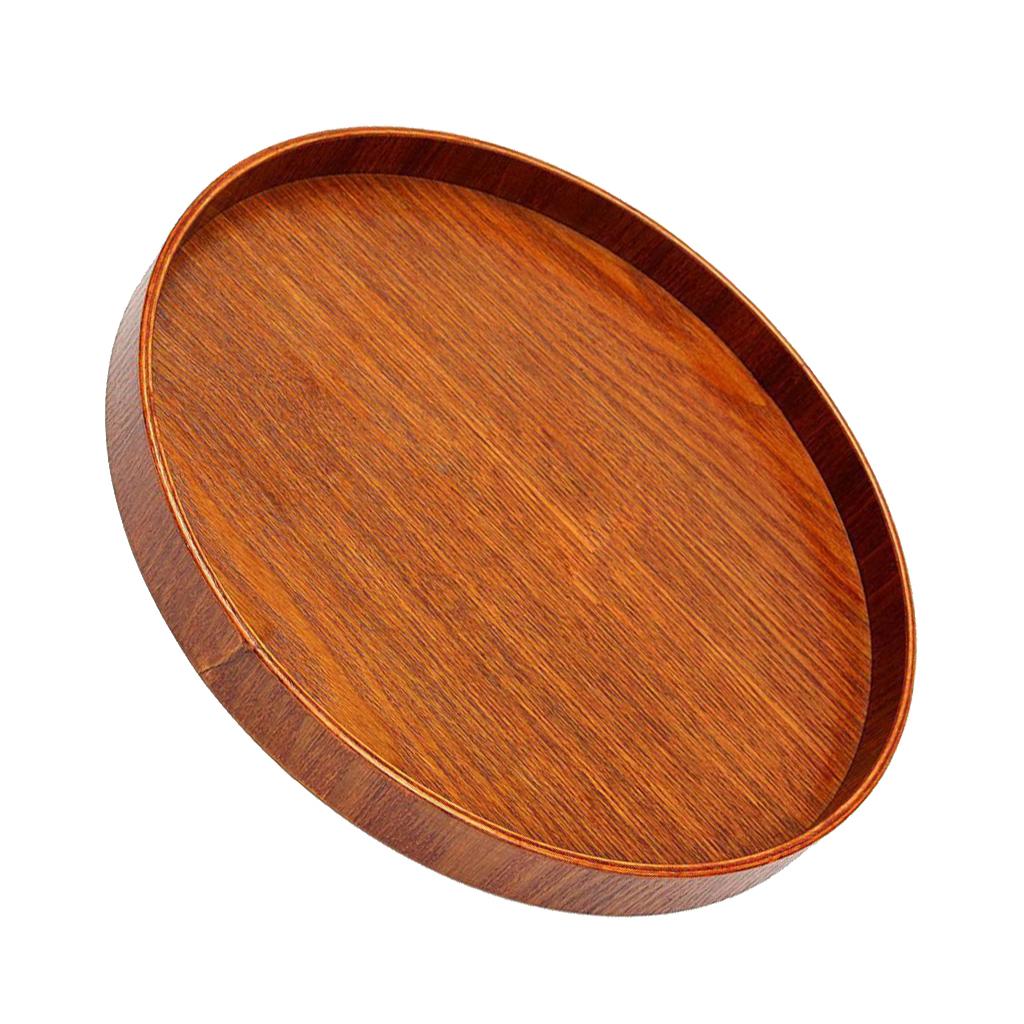 1pc Round Wooden Dinner Food Snack Serving Trays Salad Bowl Platter M