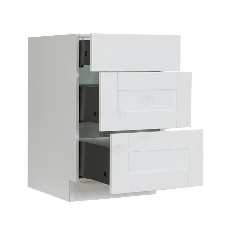 LIFEART CABINETRY Anchester Assembled 33x34.5x24 in. Base Cabinet with 3 Drawers in Classic White AAW-DB33-3